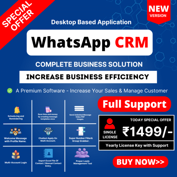 WhatsApp CRM 1Year (Single User/PC)